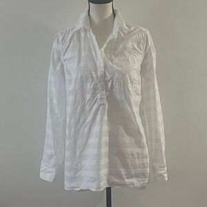 Tommy Hilfiger Womens Button Shirt White Boyfriend Fit Pocket Long Roll Tab SM